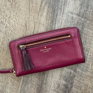 Kate Spade Plum Leather Wallet with Tassel